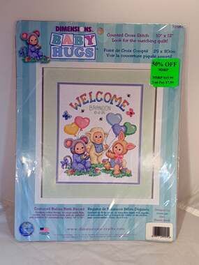 Dimensions Baby Hugs Costumed Babies Birth Record Counted Cross Stitch Kit72991